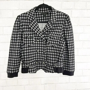 Marc by Marc Jacobs Black & Gray Houndstooth Button Front Jacket Women's Medium